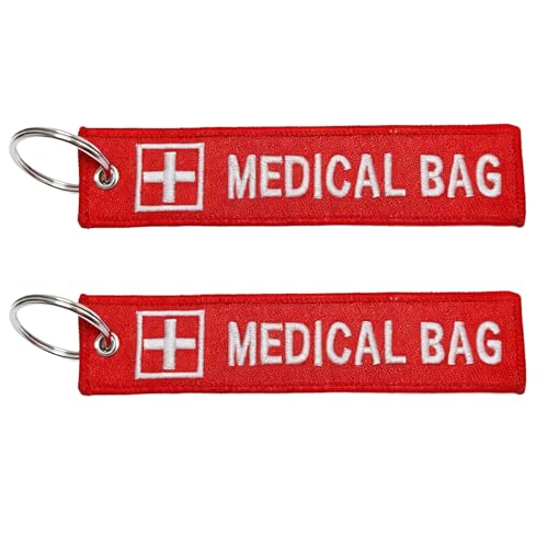 2pcs Red Medical Equipment Luggage Tag, Double-Sided Medical Alert Tag with Keychains, Medical Device Luggage Tag for Air Travel, Medical Bag Tag for Luggage, Purses, Backpacks, Medical ID Tags