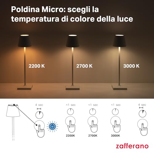 Zafferano Poldina Micro Lampada A Batteria IP65 Sabbia - 7
