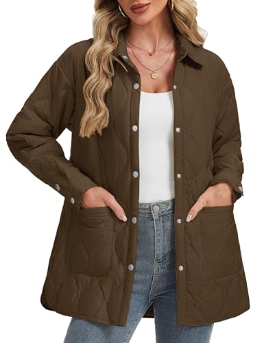 YUCOLEN Women's Quilted Jacket Trendy Long Lightweight Coat Ladies Cute