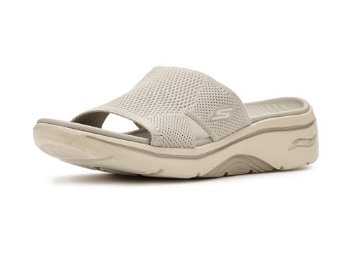 SKECHERS, Womens, Arch Fit 2.0 Quick-Dry Slide, Taupe, 8, B - Medium