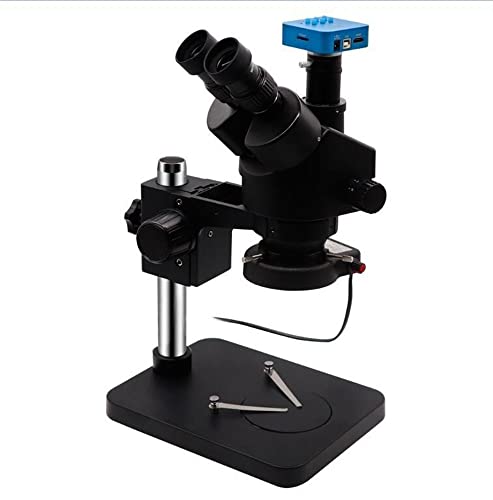 Microscope 7X-45X Trinocular Microscope Continuous Zoom Black Simul Focal Stereo Microscope Adjustable LED Light 14 38MP 21MP H_DMI Camera(16MP Camera)