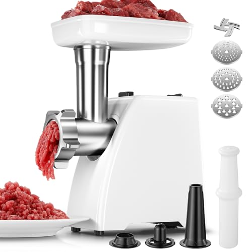 Image of AMZCHEF Electric Meat Grinder,Sausage Stuffer Maker With Blades,3 Plates, Sausage Tube & Kubbe Kit for Home & Kitchen Using