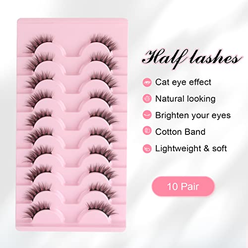 Parriparri Halbe Wimpern Natürlich Falsche Wimpern 10 Paar Cat Eye Lashes Leicht Half Eyelashes Wiederverwendbar Künstliche Wimpern 3d Fake Lashes Cateye