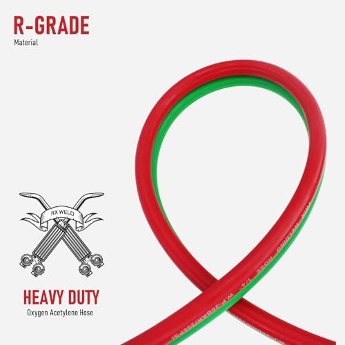 RX WELD Oxygen Acetylene Hose 1/4-Inch × 25 Feet with 9/16