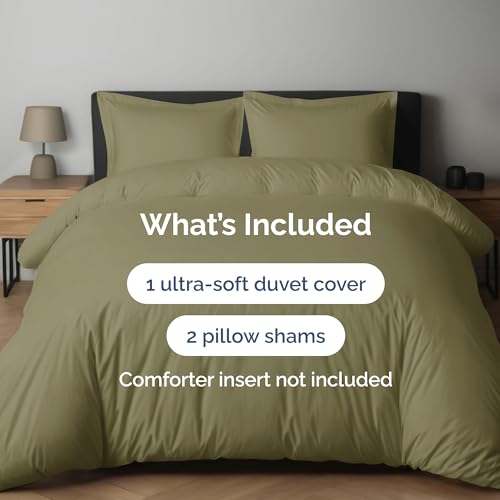 Image of Duvet Cover Queen Size Set - Extra Soft Queen Duvet Cover 90 inch x 90 inch with 2 Pillow Shams for Women, Men, Kids & Teens - Hotel Luxury w / Zipper Closures & Ties - Comfy, Cozy & Breathable (Sage Green)
