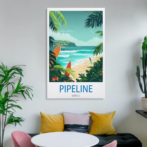 Impression sur toile Pipeline Hawaï déco 50x75 cm