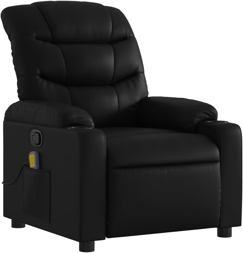 vidaXL Massage Recliner Chair Black Faux Leather