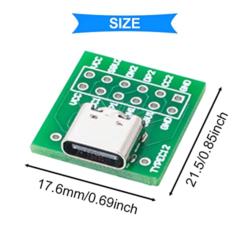 Youmile 10 Pcs Type-C USB to DIP Adapter 2.54mm 12 Pin Female Connector PCB Converter Board for DIY - Image 3