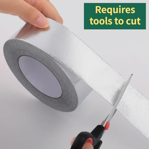 Image of 2 inch x 164 ft Aluminum Self-Adhesive Heat Reflective Tape, Heat Shield and Resistant Tape Thermal Barrier Foil Tape for Automotive and Industrial Use