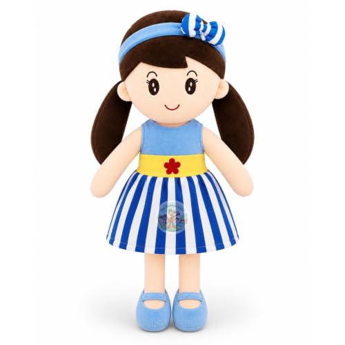Image of Cute Doll 45 cm for Kids, Soft Plush Doll with Stylish Dress, Huggable Stuffed Toy for Girls and Boys, Birthday Gift, Room Decor, Pretend Play and Storytelling Companion, Blue Soft Toy