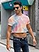 Karlywindow Mens Cropped Top Short Sleeve Print Cotton Crop T Shirt Hot Shirts (Multicoloured, Small)