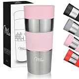 Milu Thermobecher 350ml & 450ml - Isolierbecher Kaffeebecher to go, 100% Auslaufsicher, Trinkbecher Edelstahl, Autobecher doppelwand Isolierung, Thermo Becher, Travel Mug (Rosa, 350ml)