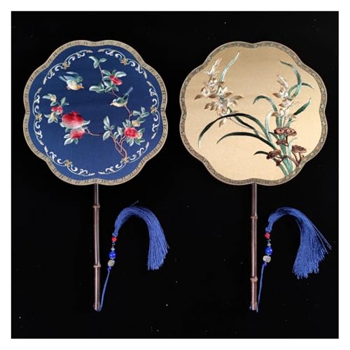 Éventail rond de collection avec broderie fine double face style Hanfu - 2