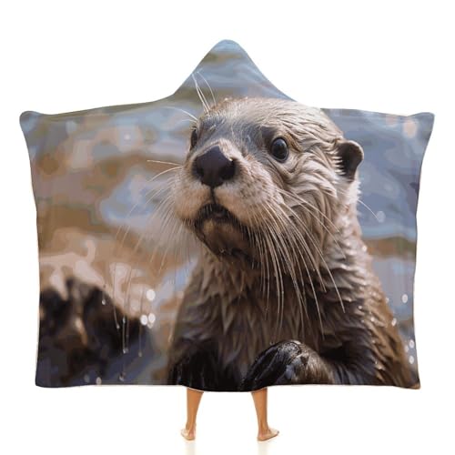 Couverture à capuche loutre anti-froid pour canapé voyage et télétravail