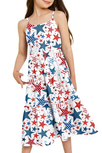 Image of Enlifety Girls Dress Hawaiian Spaghetti Straps Dresses Summer Sundress Size 6 12T