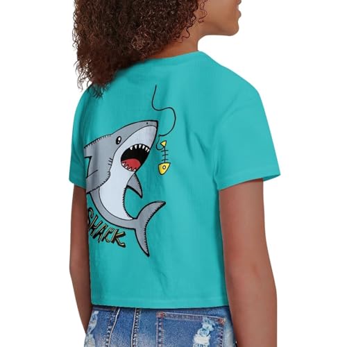 AmzPrint Girls Light Blue Short Sleeve Shirt Cute Cartoon Otters Print Graphic Tee T-Shirt Crewneck Tunic Crop Tops for Girls3