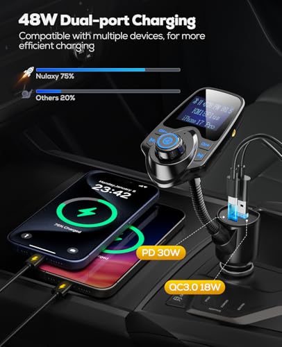 image for Nulaxy [2026 KM18 Upgraded Version] 48W Bluetooth 5.4 Car Adapter with