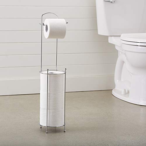 Amazon Basics Ab-Br901 Toilet Paper Holder-Free Standing, Multi-Storage, Chrome, One-Pack, 5.8 Inch, Steel #TOP4