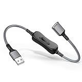 RUXELY USB Verlängerung Kabel mit Schalter 0.3M,Typ A Stecker auf Buchse Verlängerungskabel mit Ein/Aus Schalter Support (Daten und Energie),USBC ON/OFF Extension Cable mit Switch für USB LED Lampe