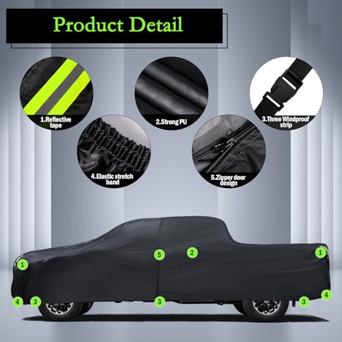 Car Cover Custom Fit for Toyota Tundra 5.5Ft Bed 2000-2025, Waterproof All Weather for Automobiles Full Exterior Cover Rain Sun Snow Protector with Door Zipper by Migaven - Image 4