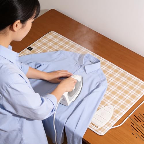 Image of Encasa XO Ironing Mat, Heat Resistant Pad, Silicone Iron Rest Beige