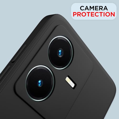 Image of Outlouders Back Cover for Vivo Y22 | Camera Protection | Durable Soft Matte Silicone Bumper Case (Black)
