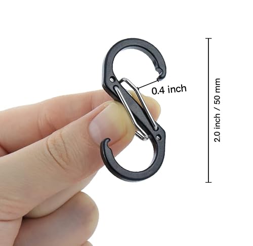 S Carabiner Mini Aluminum Spring Clips Small Snap Hooks Keychain For Fishing/Camping/Outdoor Sports (Black) #TOP6