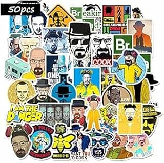 مجموعة ملصقات فينيل مستوحاه من المسلسل التلفزيوني المشهور بريكينج باد مقاومة للماء ورائعة للأطفال والبالغين والمراهقين، 50 قطعة