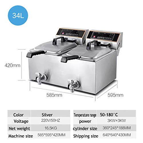 D@ Friteuse Kommerzielle elektrische Friteuse Pommes Frites Maschine Doppelzylinder Friteuse 60-180 Grad Konstante… – Bild 3