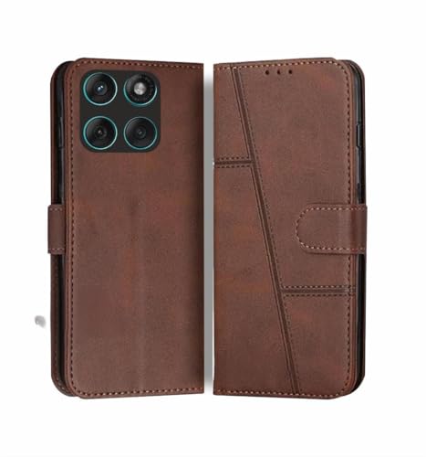 Image of Motorola Edge 60 5G / Motorola Edge 60 Fusion 5G Flip Cover Leather Finish | Inside TPU with Card Pockets | Wallet Stand | Complete Protection Flip Case Brown