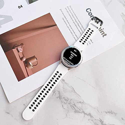 Image of FOLX FAG05 Sport Ni-ke Airhole Silicone Strap Compatible for Samsung Galaxy Watch 4 Band & Galaxy Watch 5 Band 44mm 40mm /Watch 5 Pro Bands 45mm /Galaxy Watch 4 Classic Bands 46mm 42mm,20mm Sport Strap Wristbands for Men Women Unisex (WHITE & BLACK)
