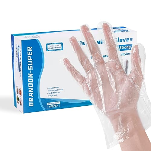 Comparison: Best Gloves For Food Preparation 7 Brandon-super Food Prep Gloves Plastic Food Safe Gloves, Food Handling, One Size Fits Most Poly 500ct Clear 500 Count (Pack of 1)