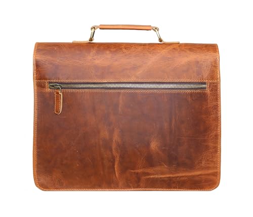 jaald Leather Messenger Bag Laptop Case Briefcase Brown Distressed Shoulder Bag Compatible With Ipad & Tablet