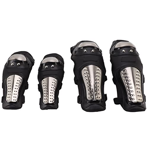 NDNCZDHC 4PCS Knee Elbow Pads with Bag Stainless Steel Motorcycle Protective Gear Black Motorcycle Knee Pads for Sports