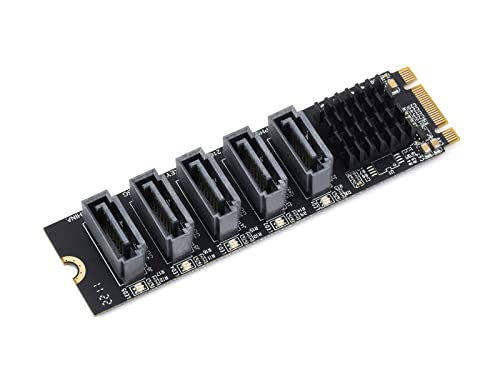 waveshare M.2 NGFF SATA to 5-Ch SATA3 Expander, JMB575 Control Chip, Compatible with Windows/Linux System
