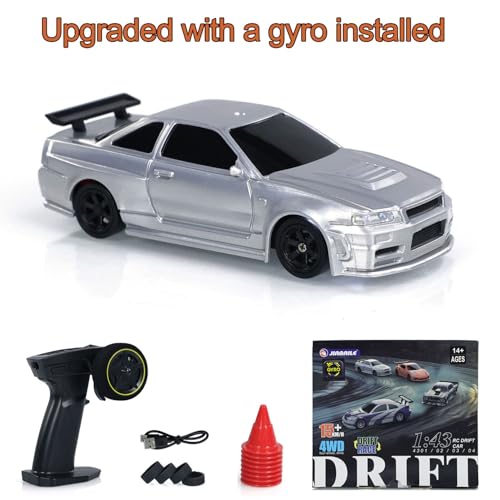 wheelfun 1/43 Scale RC Drift Race Car Gyro 4WD Ready to Go Mini Remote Control Car High Speed Model(