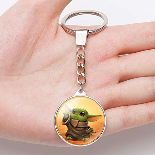 Kmdjg Double-Sided Baby Yoda Keychain, The Mandalorian Glass Cabochon Pendant Key Chains Keyring Jewelry Cute Gifts Keyloops 4 #TOP3