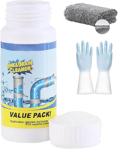 Potente Detergente per Lavandino e Scarico - Rimuove Intasamenti, Schiuma per Lavandino, Drena e Deodorizza i Tubi, Pulisce in Profondità, Polvere Detergente, Sterilizza e Deodora, Per Cucina, Bagno