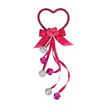 Valentines Day Themed Heart Shaped Doorknob Door Hanger with Jingle Bells (Hot Pink and Silver)