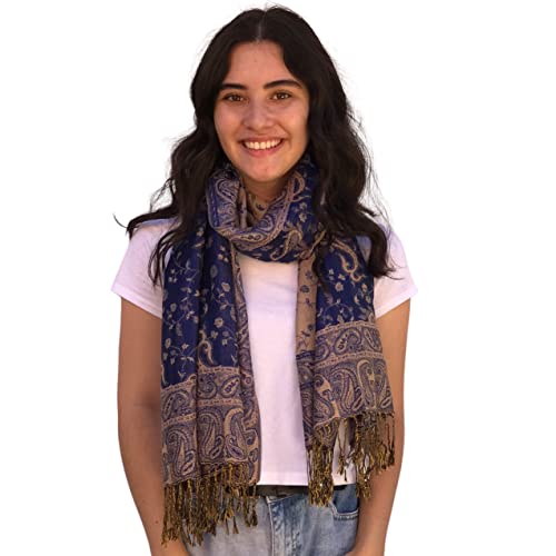 SILVERFEVER Silver Fever Pashmina - Jacquard Paisley Shawl - Stylish Scarf - Double Sided Wrap4