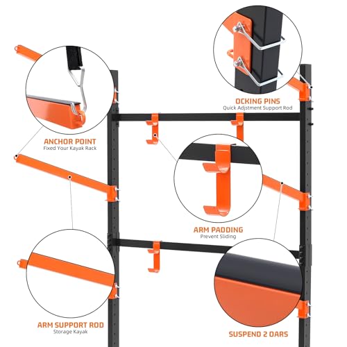 Uokrr 3 Kayak Storage Rack, Freestanding Kayak Racks For Garage, Heavy Duty Adjustable Kayak Stand Indoor Outdoor Storage Rack For Kayaks, Canoes thumb #5