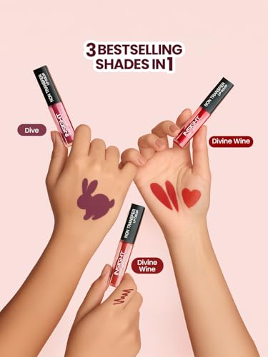 Image of INSIGHT Non Transfer Liquid Lipstick Kit - Reds (Pack of 3) | Waterproof | Matte Finish | Transfer & Smudge Proof | Lightweight | 12 Hr Wear| Highly Pigmented 12 g