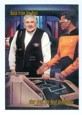 Scotty and Geordi trading card Star Trek 1993 Skybox Master Series #53 James Doohan and Levar Burton