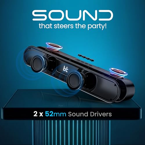 Image of HAMMER Beatbox Bluetooth Soundbar 24W Output, RGB Lights, AUX, USB, TF Card & TWS Connectivity, Upto 8Hr Playtime, 52mm Drivers, Easy to Carry, BT Speaker for TV, Mobile, PC, Laptops, Tablets (Black)