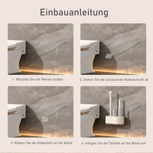 Image of Basaza Toilet Brush and Holder Set Toilet Bowl Cleaning Brush and Holder for Bathroom Toilet Bowl Cleaner Brushes & Holders 4 in 1 Dark Green Bathroom Accessories Wall Mounted or Floor Standing