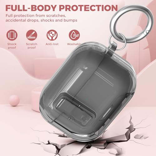 Image of Compatible with Airpods Pro 3 Case Clear with Lock Phone Stand, Soft TPU Magnetic Automatic Lock Apple AirPods Pro 3rd Generation Protective Cover Skin Women Men+ Cleaning Kit for iPod Pro3 Case Black