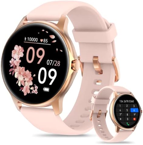 Gydom Smart Watch for Women Answer/Make Call, 1.28" Touch Screen Fitness Tracker with Blood Oxygen/Heart Rate/Sleep Monitor, 100 Sport Modes, IP68 Waterproof Smartwatch for Android iPhone