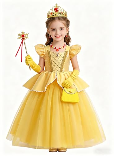 Vestido de princesa amarillo para niñas 4-5 años miniatura 2