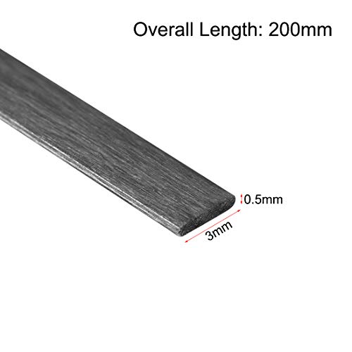 sourcing map 5Stk.Kohlefaserstreifen pultrudierter Stab 0,5mm Dicke x 3mm Breite x 200mm
