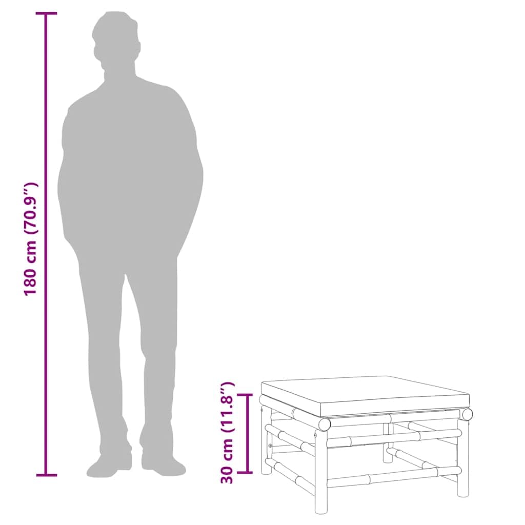 Fengshui Bambusowy taboret ogrodowy z jasnoszarą poduszką